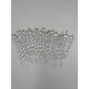 Vintage Icicle Plastic Ornament Lot of 18 Clear Twisted Christmas Tree 5"